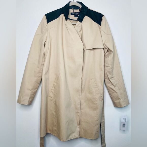 NWT French Connection Mid length Trench Coat Size Large Minimalist Corpcore - Picture 7 of 12